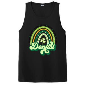 Boho Rainbow Shamrock One Lucky Dentist St Patricks Day Funny Gift PosiCharge Competitor Tank