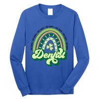 Boho Rainbow Shamrock One Lucky Dentist St Patricks Day Funny Gift Long Sleeve Shirt