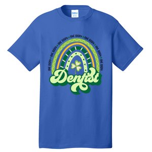 Boho Rainbow Shamrock One Lucky Dentist St Patricks Day Funny Gift Tall T-Shirt