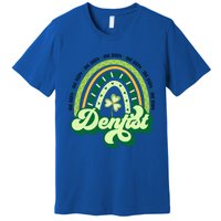 Boho Rainbow Shamrock One Lucky Dentist St Patricks Day Funny Gift Premium T-Shirt