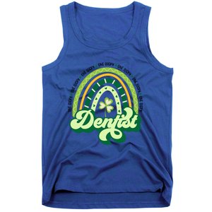 Boho Rainbow Shamrock One Lucky Dentist St Patricks Day Funny Gift Tank Top