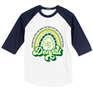 Boho Rainbow Shamrock One Lucky Dentist St Patricks Day Funny Gift Baseball Sleeve Shirt