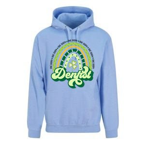 Boho Rainbow Shamrock One Lucky Dentist St Patricks Day Funny Gift Unisex Surf Hoodie