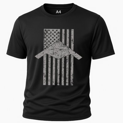 B21 Raider Stealth Bomber Patriotic Vintage Flag Aviation Cooling Performance Crew T-Shirt