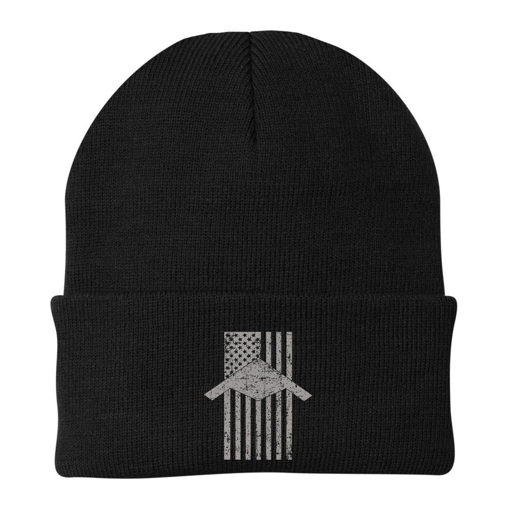 B21 Raider Stealth Bomber Patriotic Vintage Flag Aviation Beanie