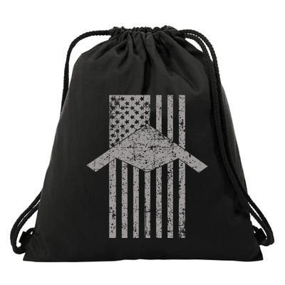 B21 Raider Stealth Bomber Patriotic Vintage Flag Aviation Drawstring Bag