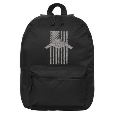 B21 Raider Stealth Bomber Patriotic Vintage Flag Aviation 16 in Basic Backpack