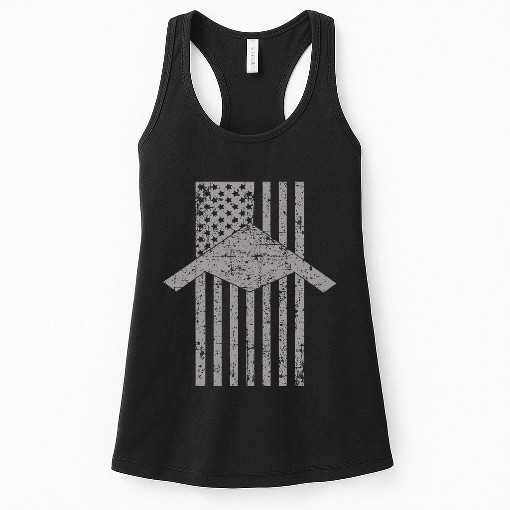 B21 Raider Stealth Bomber Patriotic Vintage Flag Aviation Womens Tank Top