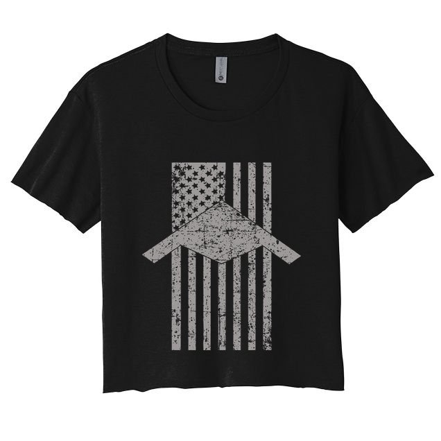 B21 Raider Stealth Bomber Patriotic Vintage Flag Aviation Crop Top