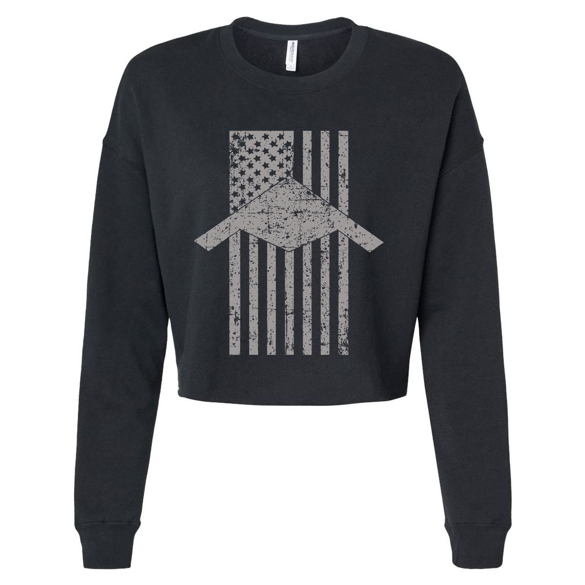 B21 Raider Stealth Bomber Patriotic Vintage Flag Aviation Cropped Pullover Crew