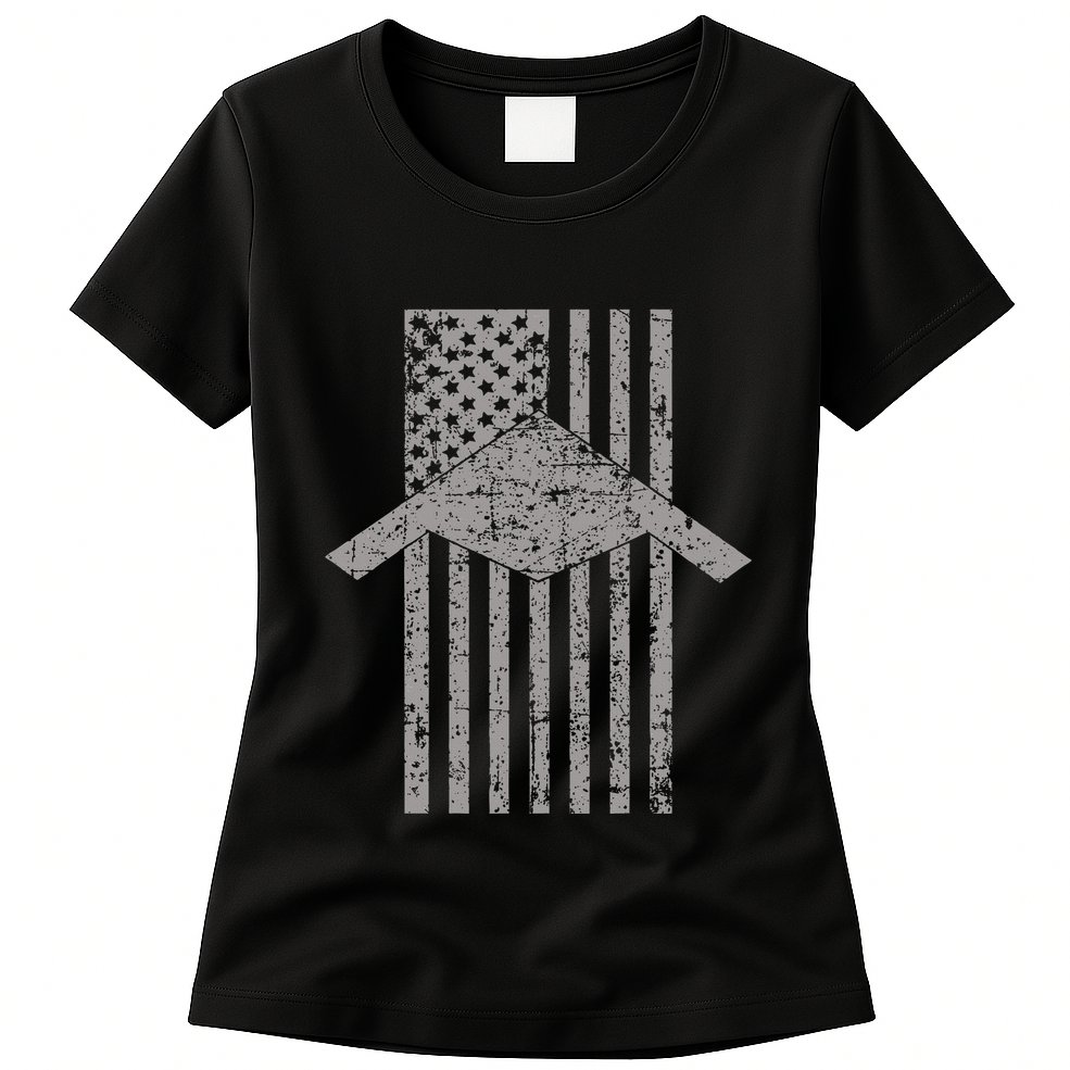B21 Raider Stealth Bomber Patriotic Vintage Flag Aviation Womens T-Shirt