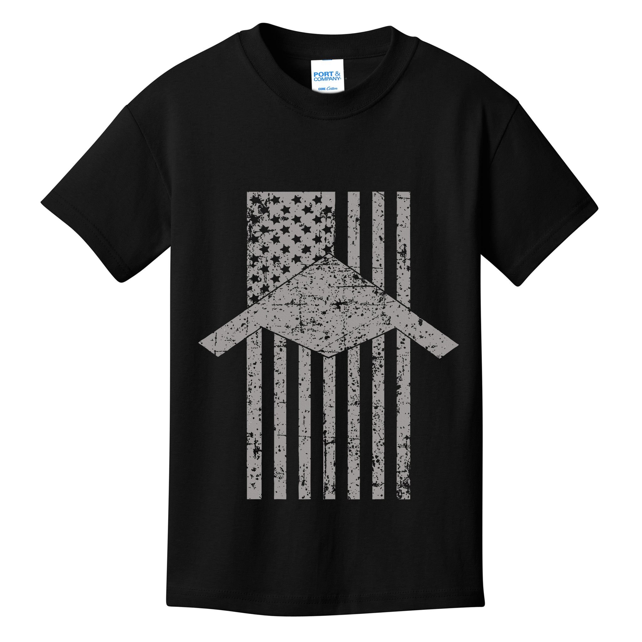 B21 Raider Stealth Bomber Patriotic Vintage Flag Aviation Kids T-Shirt