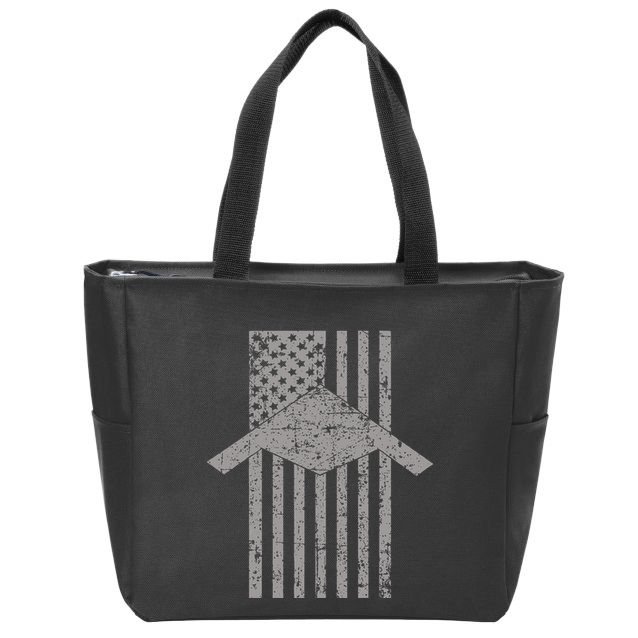 B21 Raider Stealth Bomber Patriotic Vintage Flag Aviation Zip Tote Bag