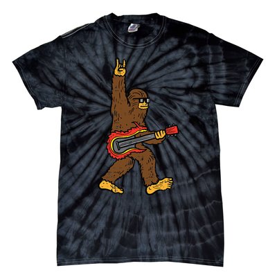 Bigfoot Rocker Sasquatch Guitar Rock'n'Roll Tie-Dye T-Shirt