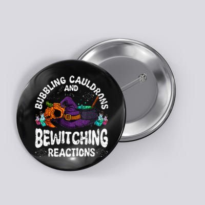 Bewitching Reactions Spooky Halloween Chemistry Teacher Button