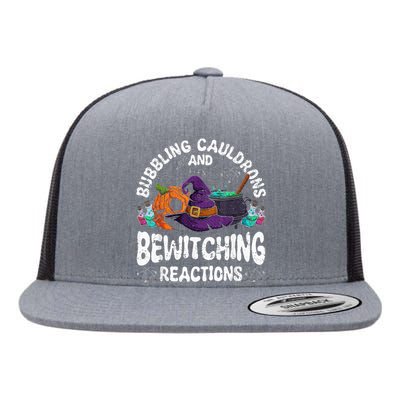 Bewitching Reactions Spooky Halloween Chemistry Teacher Flat Bill Trucker Hat