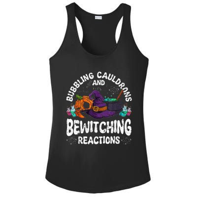 Bewitching Reactions Spooky Halloween Chemistry Teacher Ladies PosiCharge Competitor Racerback Tank