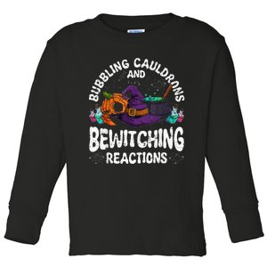 Bewitching Reactions Spooky Halloween Chemistry Teacher Toddler Long Sleeve Shirt