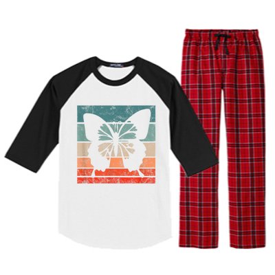 Butterfly Retro Style Vintage Raglan Sleeve Pajama Set