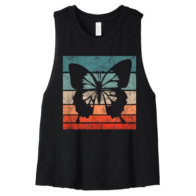 Butterfly Retro Style Vintage Women's Racerback Cropped Tank