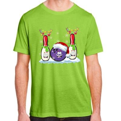 Bowling Reindeer Santa Hat Christmas Bowling Lovers Costume Funny Gift Adult ChromaSoft Performance T-Shirt