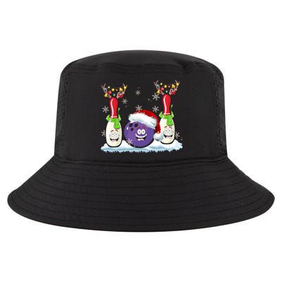 Bowling Reindeer Santa Hat Christmas Bowling Lovers Costume Funny Gift Cool Comfort Performance Bucket Hat