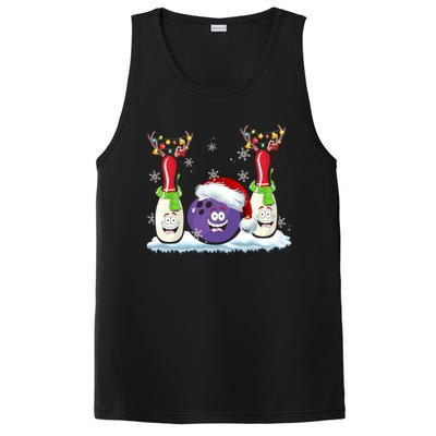 Bowling Reindeer Santa Hat Christmas Bowling Lovers Costume Funny Gift PosiCharge Competitor Tank