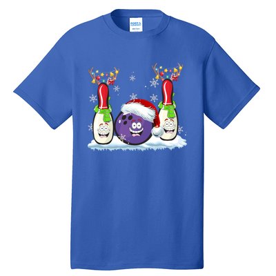 Bowling Reindeer Santa Hat Christmas Bowling Lovers Costume Funny Gift Tall T-Shirt