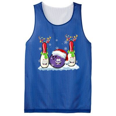 Bowling Reindeer Santa Hat Christmas Bowling Lovers Costume Funny Gift Mesh Reversible Basketball Jersey Tank