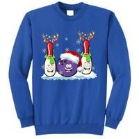 Bowling Reindeer Santa Hat Christmas Bowling Lovers Costume Funny Gift Tall Sweatshirt