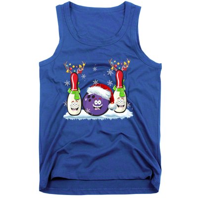 Bowling Reindeer Santa Hat Christmas Bowling Lovers Costume Funny Gift Tank Top