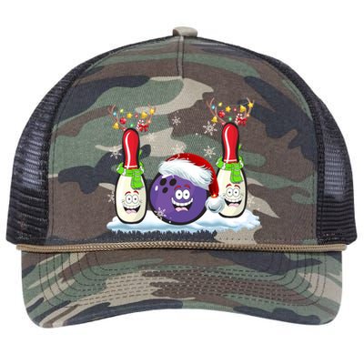 Bowling Reindeer Santa Hat Christmas Bowling Lovers Costume Funny Gift Retro Rope Trucker Hat Cap