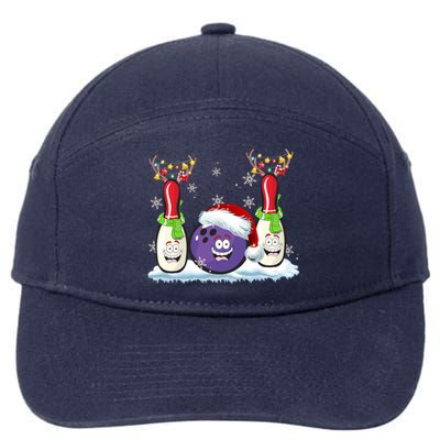 Bowling Reindeer Santa Hat Christmas Bowling Lovers Costume Funny Gift 7-Panel Snapback Hat