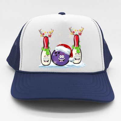 Bowling Reindeer Santa Hat Christmas Bowling Lovers Costume Funny Gift Trucker Hat