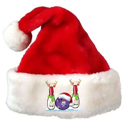 Bowling Reindeer Santa Hat Christmas Bowling Lovers Costume Funny Gift Premium Christmas Santa Hat