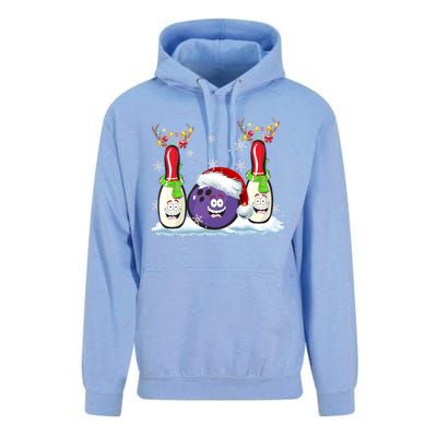 Bowling Reindeer Santa Hat Christmas Bowling Lovers Costume Funny Gift Unisex Surf Hoodie