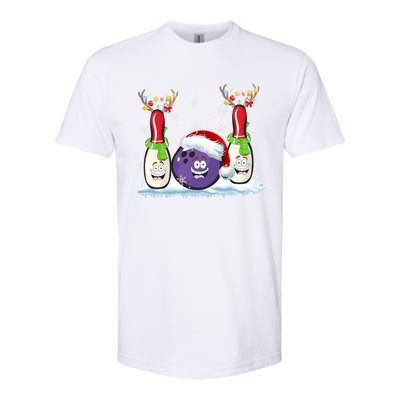 Bowling Reindeer Santa Hat Christmas Bowling Lovers Costume Funny Gift Softstyle CVC T-Shirt