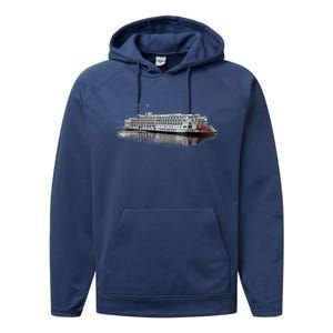 Beautiful Riverboat Scene River Cruise Gift Performance Fleece Hoodie