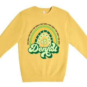 Boho Rainbow Shamrock One Lucky Dentist St Patricks Day Meaningful Gift Premium Crewneck Sweatshirt