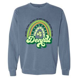 Boho Rainbow Shamrock One Lucky Dentist St Patricks Day Meaningful Gift Garment-Dyed Sweatshirt