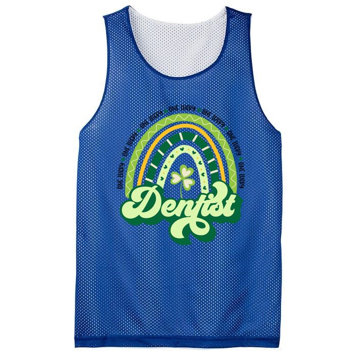 Boho Rainbow Shamrock One Lucky Dentist St Patricks Day Meaningful Gift Mesh Reversible Basketball Jersey Tank