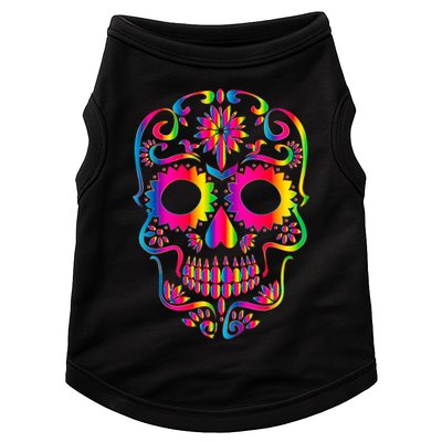 Bright Rainbow Sugar Skull Day Of The Dead Doggie Tank