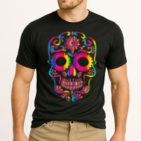 Bright Rainbow Sugar Skull Day Of The Dead Cooling Performance Crew T-Shirt