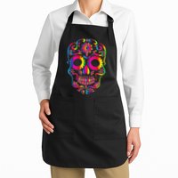 Bright Rainbow Sugar Skull Day Of The Dead Apron