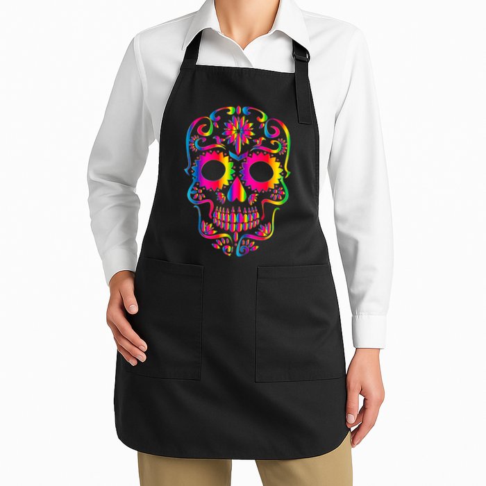 Bright Rainbow Sugar Skull Day Of The Dead Apron