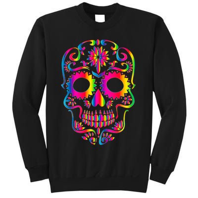Bright Rainbow Sugar Skull Day Of The Dead Sweatshirt