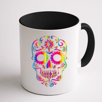 Bright Rainbow Sugar Skull Day Of The Dead Mug