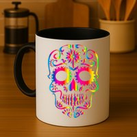 Bright Rainbow Sugar Skull Day Of The Dead Mug