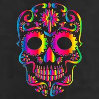 Bright Rainbow Sugar Skull Day Of The Dead 15oz Campfire Ceramic Mug