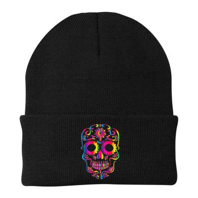 Bright Rainbow Sugar Skull Day Of The Dead Beanie